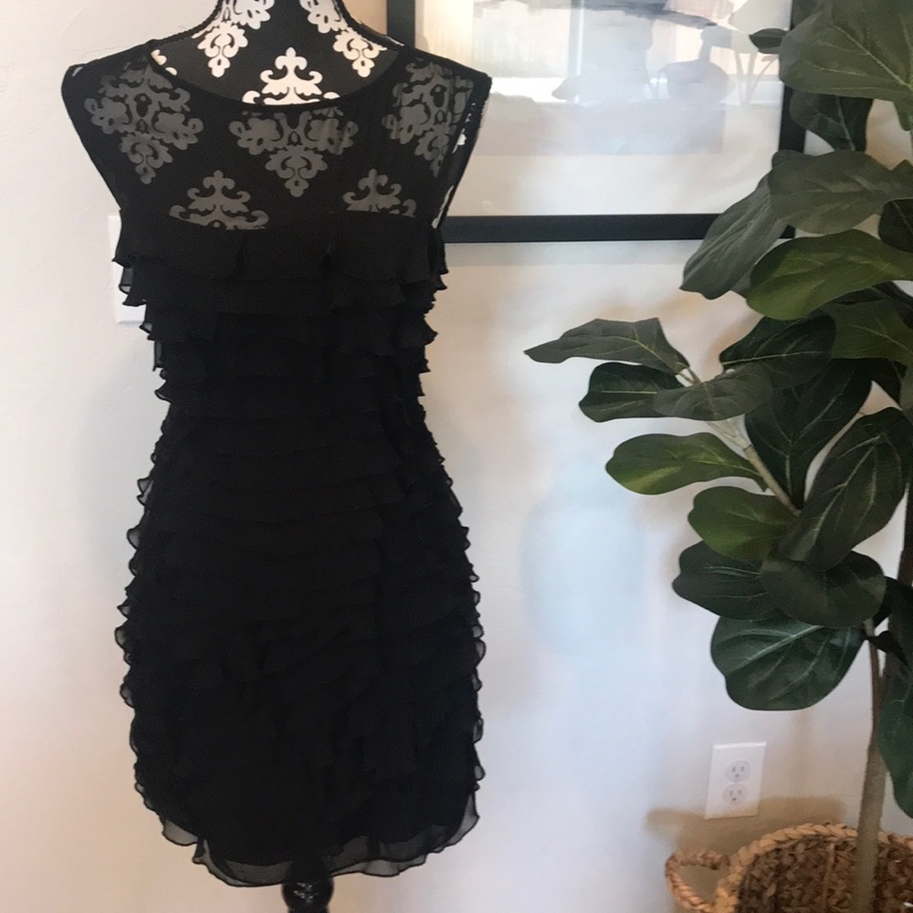 Express Black Ruffle Sheath Cocktail Dress Size 4